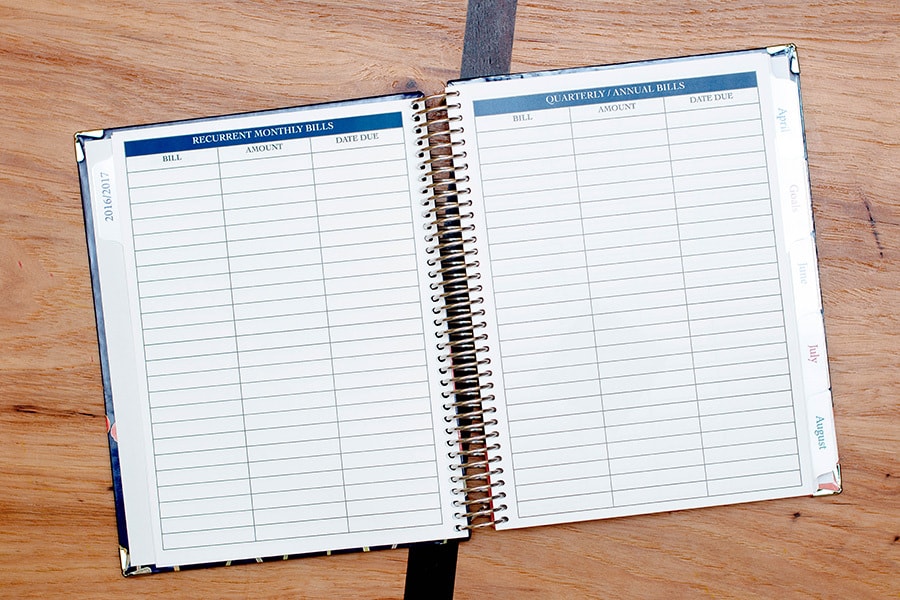 Bailey Craft Planners Simply Yours Planner Monthly Bills List