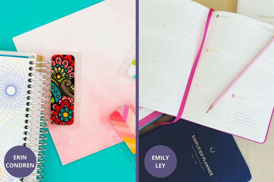 Erin Condren LifePlanner vs. Emily Ley The Simplified Planner Weekly Layout