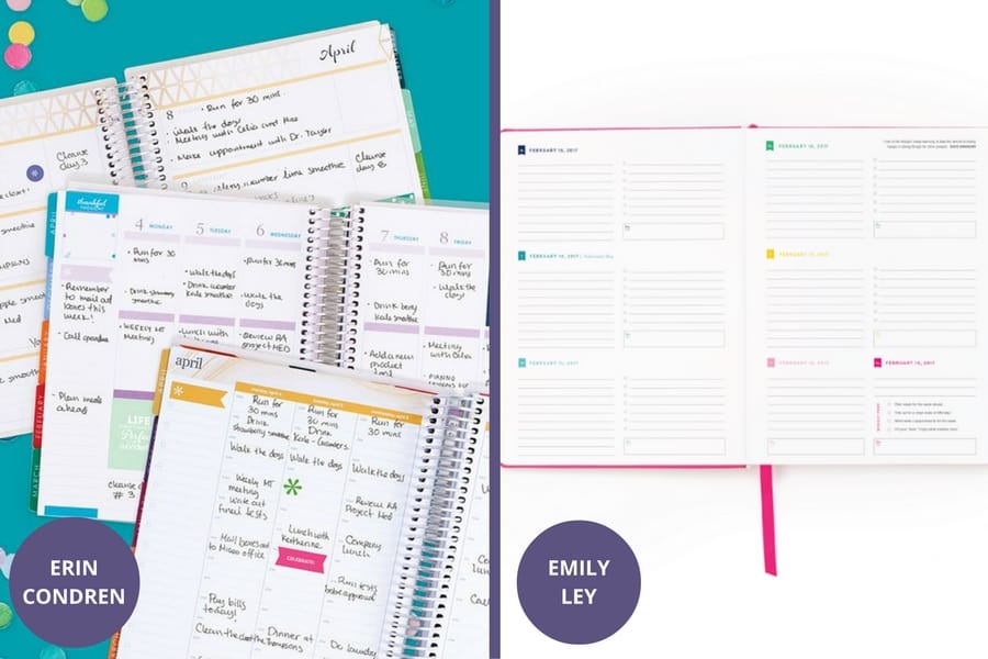 Erin Condren LifePlanner vs. Emily Ley The Simplified Planner Weekly Layout