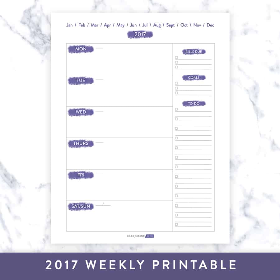 Weekly Undated Printable (Dark Purple)