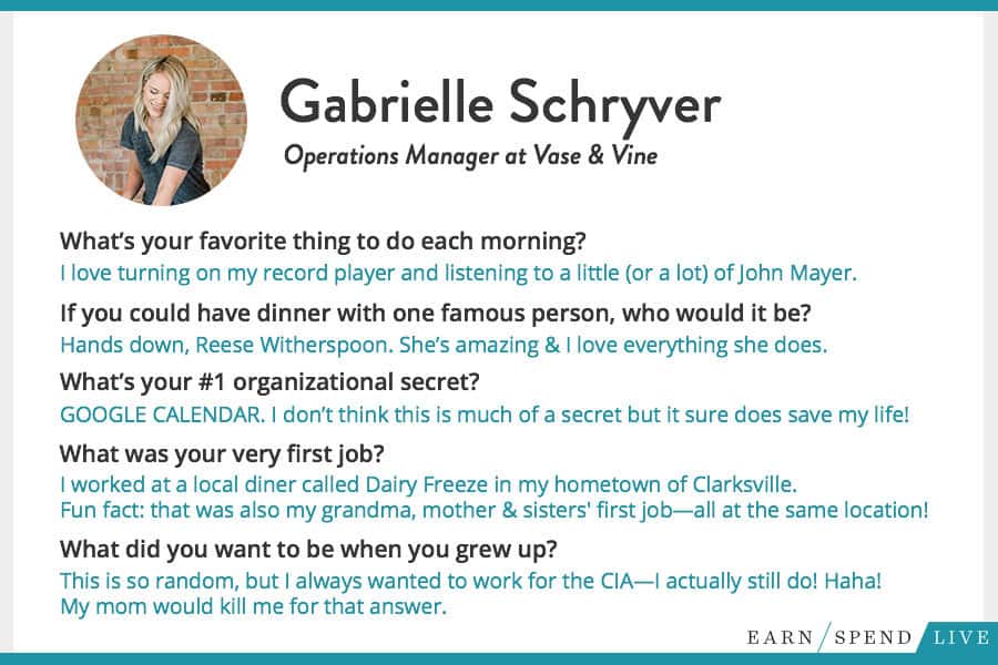 Real Talk With Gabrielle Schryver, Operations Manager at Vase and Vine